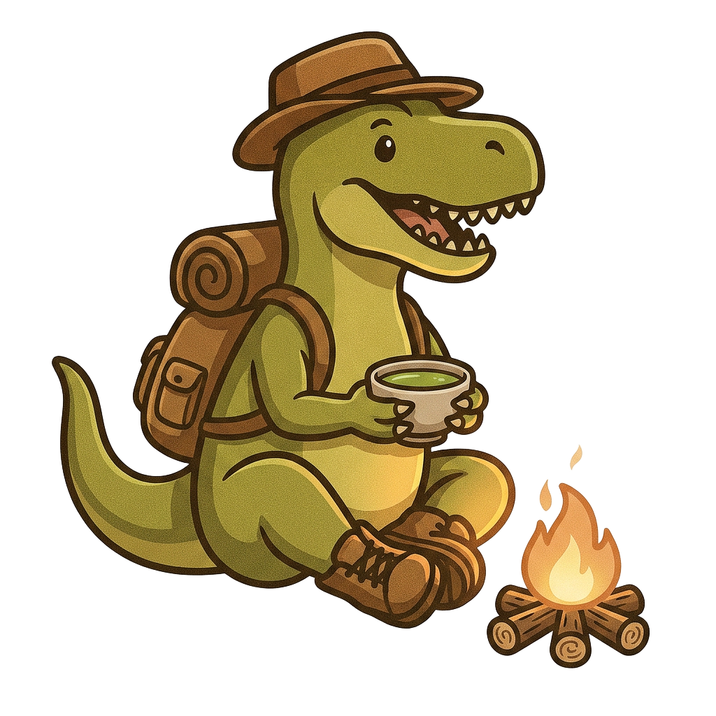 TREKS T. rex mascot — Tea with the hosts